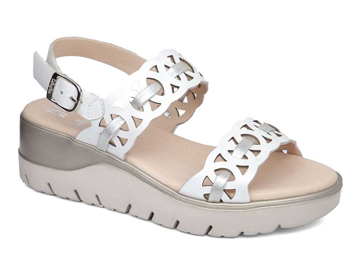 Callaghan 26517 Uwanja Keilabsatz Sandalen Damen Weiß Silber | AJL6029MU