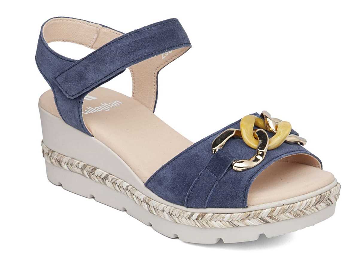 Callaghan 29807 Mara Keilabsatz Sandalen Damen Blau | ZWO5485JK