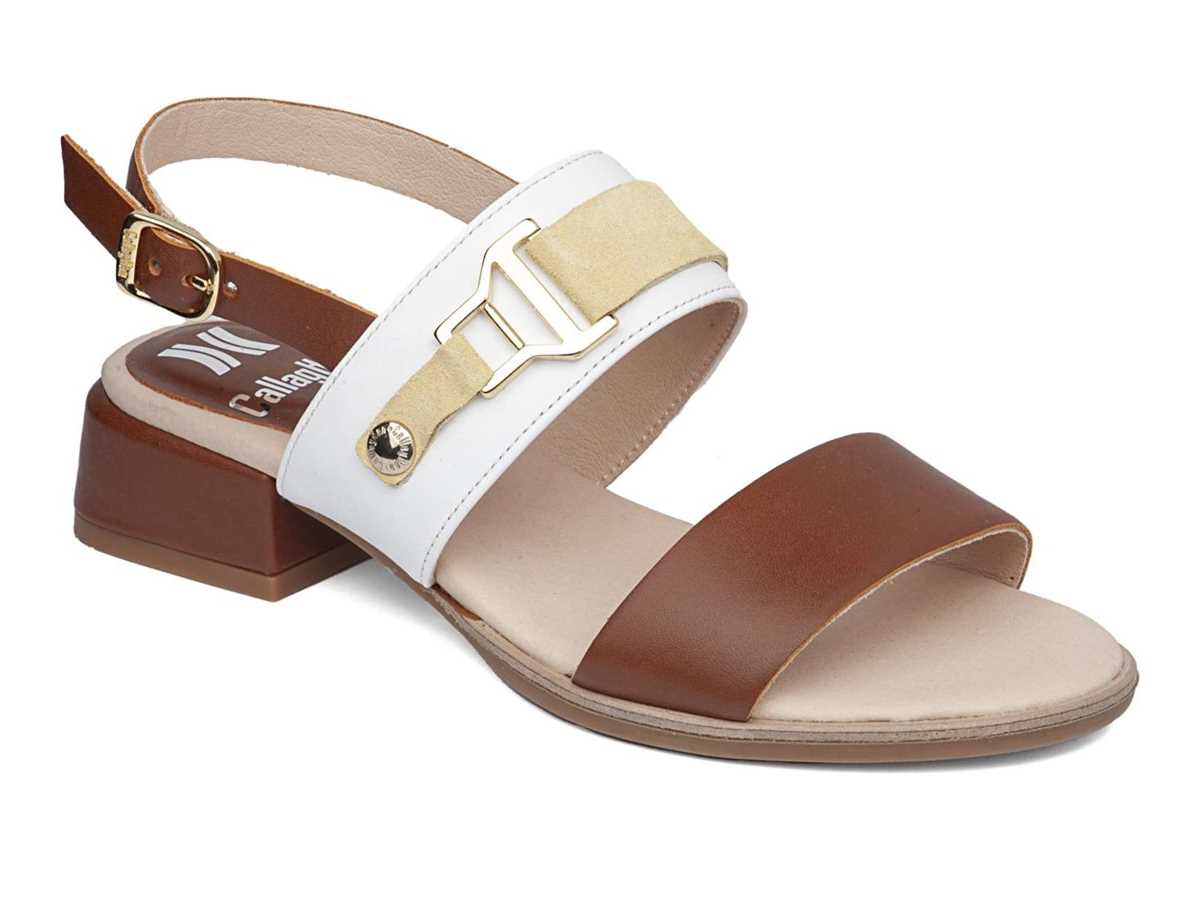 Callaghan 30304 Luna Sandalen Absatz Damen Braun Weiß Gelb | BCG7375AD